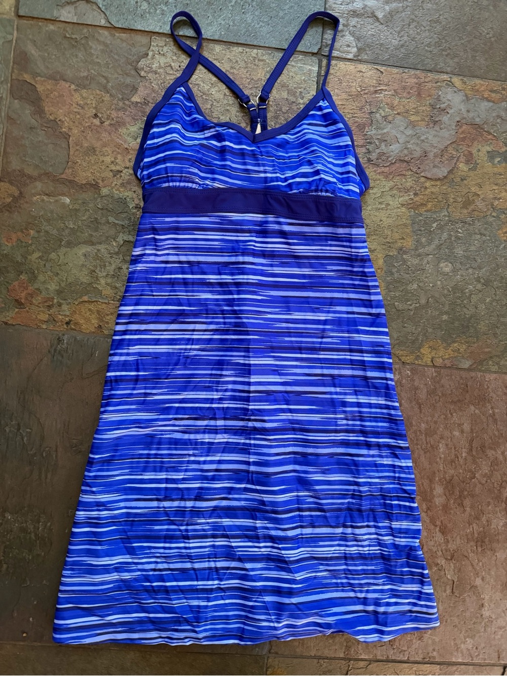 Athlete XS athletic Dress with Adjustable Straps blue striped bra support